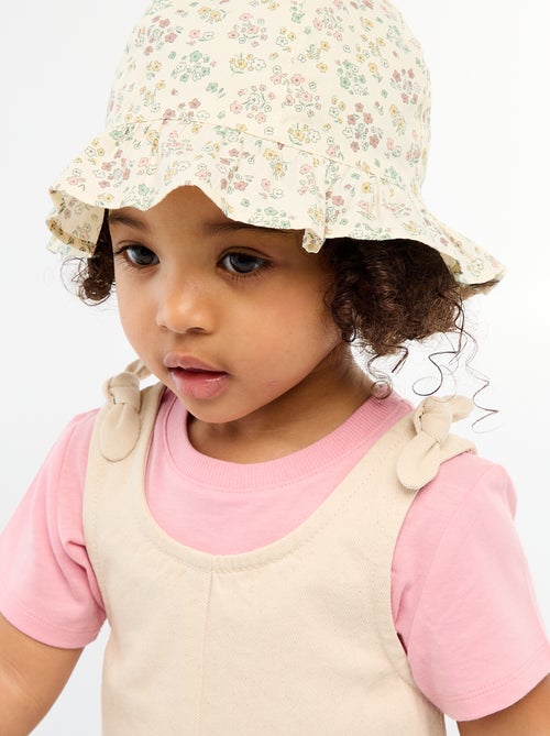 Macacão curto em sarja com alças - Kiabi