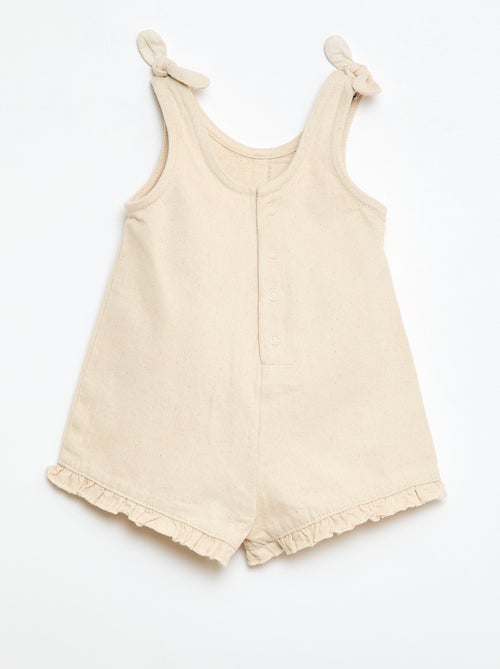 Macacão curto em sarja com alças - Kiabi