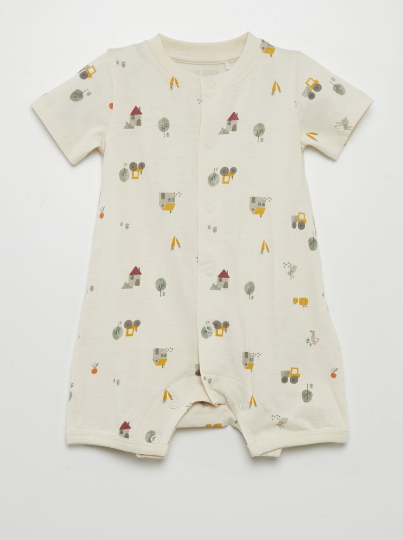 Macacão curto estampado BEGE - Kiabi