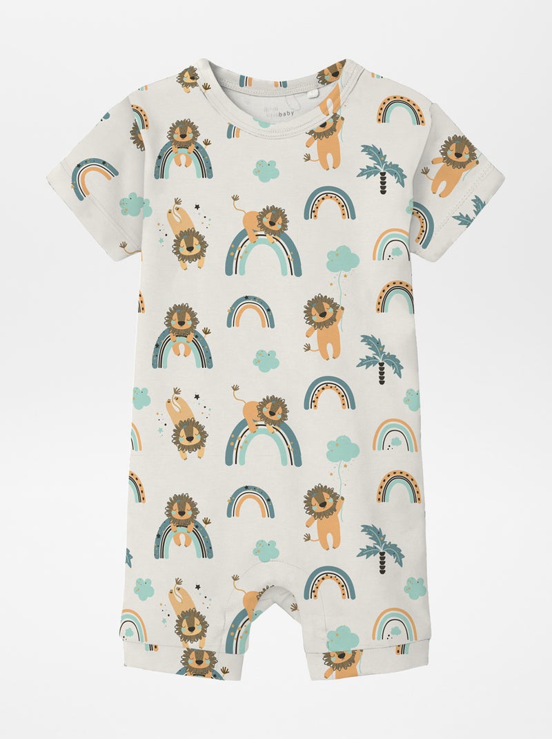 Macacão curto estampado BEGE - Kiabi