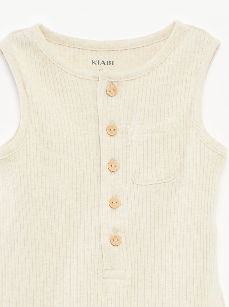 Macacão curto estampado BEGE - Kiabi