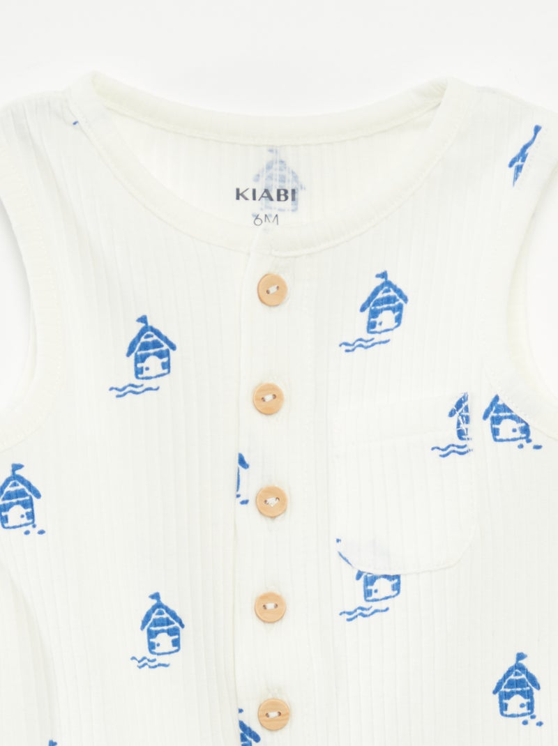 Macacão curto estampado BRANCO - Kiabi