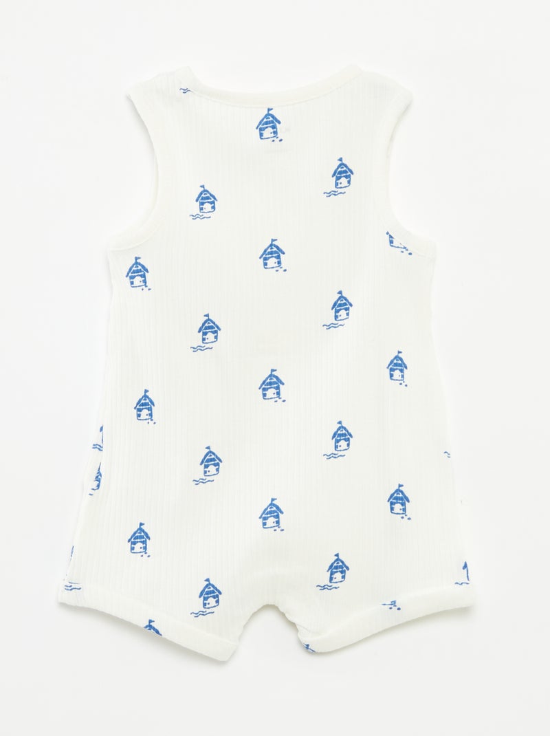 Macacão curto estampado BRANCO - Kiabi