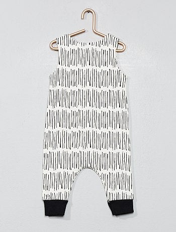 Macacão curto estampado em algodão biológico - Kiabi