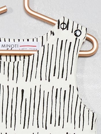 Macacão curto estampado em algodão biológico - Kiabi