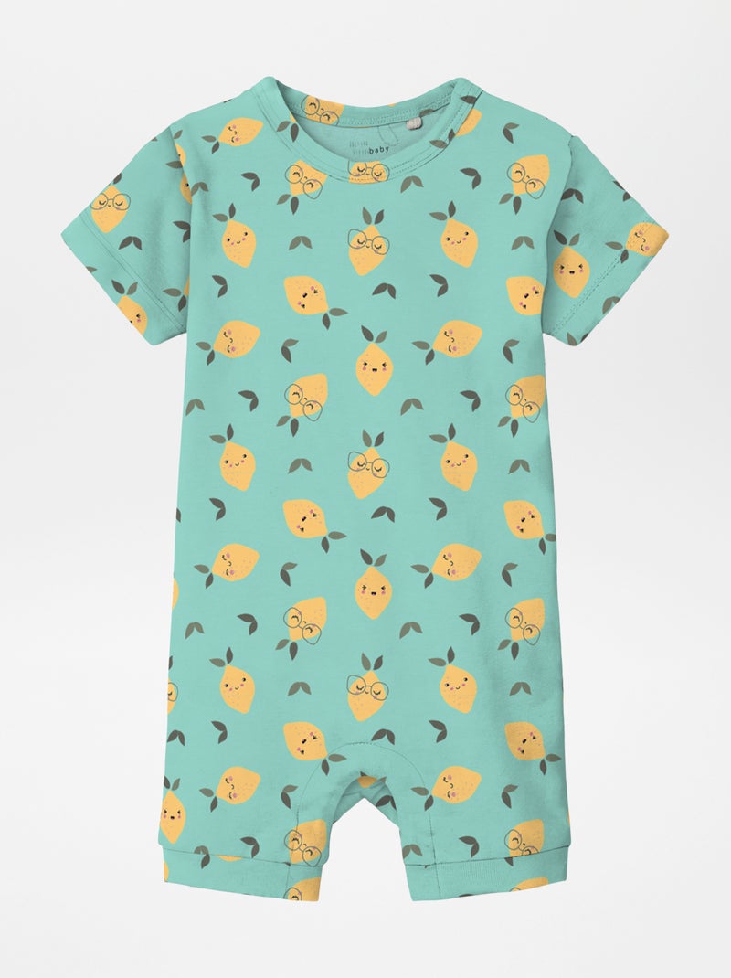 Macacão curto estampado em jersey AZUL - Kiabi