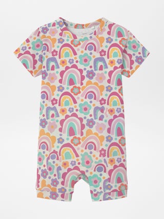 Macacão curto estampado em jersey