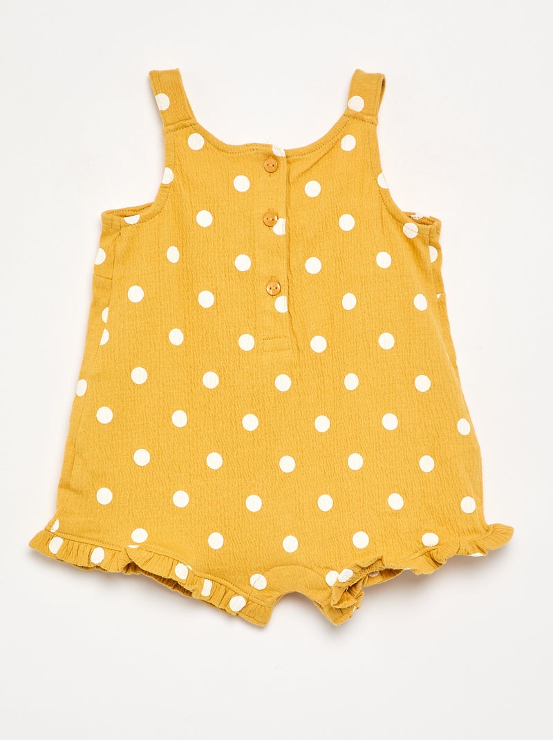 Macacão curto estampado em malha amassada Amarelo - Kiabi