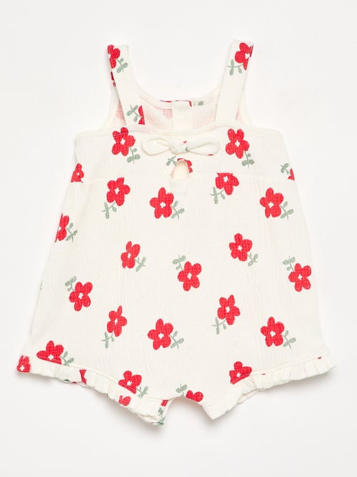 Macacão curto estampado em malha amassada - Kiabi Macacão curto estampado em malha amassada - Kiabi