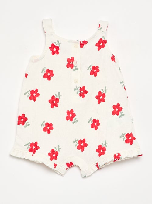 Macacão curto estampado em malha amassada - Kiabi Macacão curto estampado em malha amassada - Kiabi