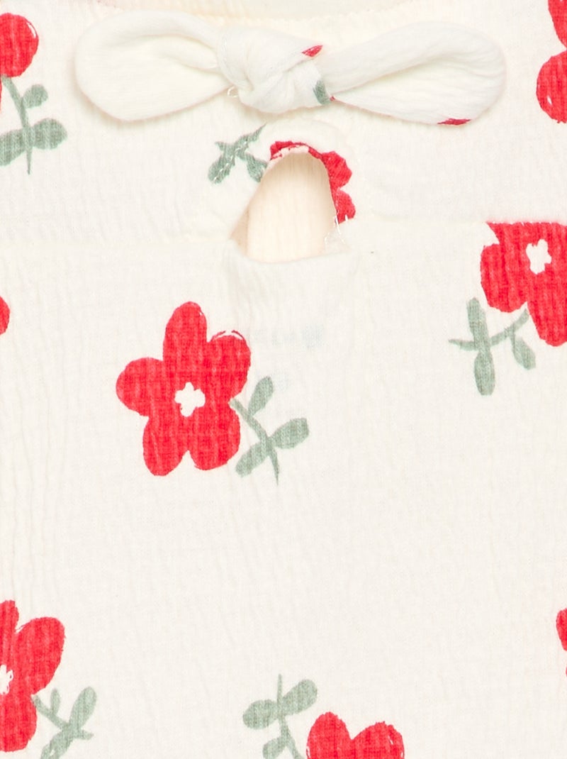 Macacão curto estampado em malha amassada Branco - Kiabi
