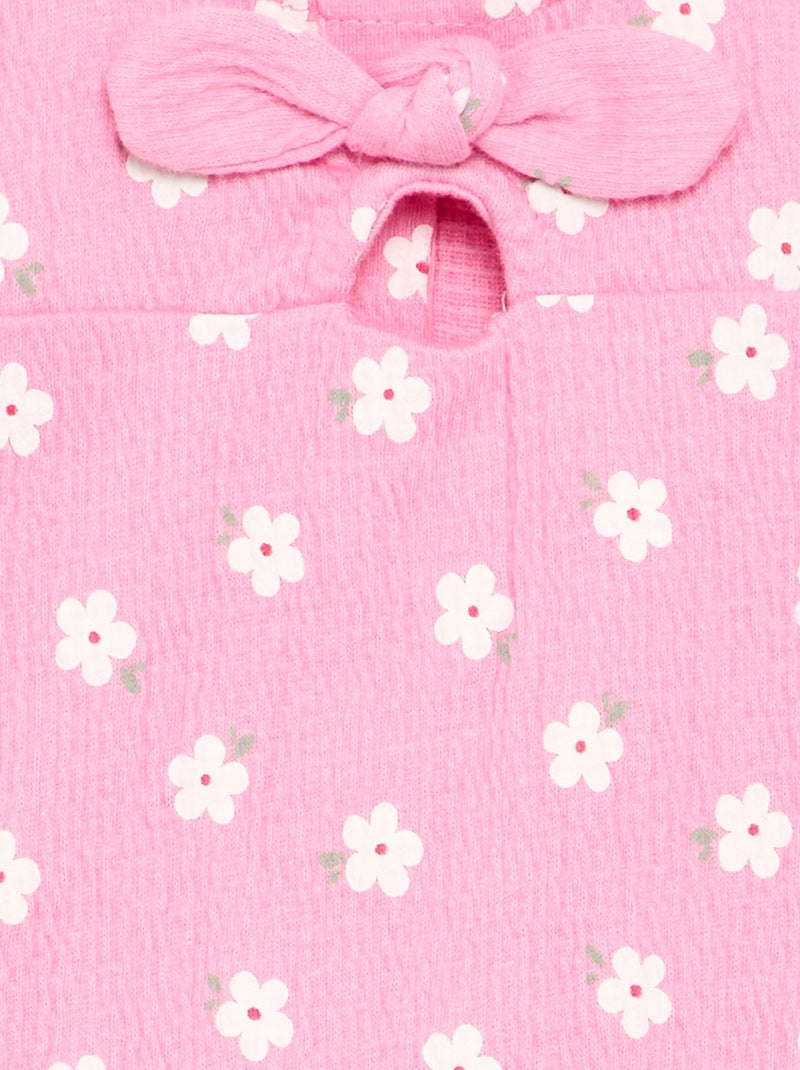 Macacão curto estampado em malha amassada Rosa - Kiabi