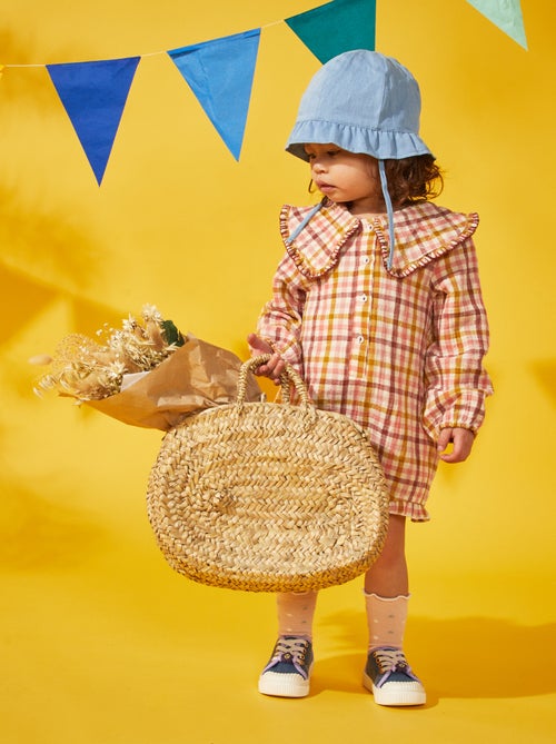 Macacão curto estampado 'vichy' - Kiabi