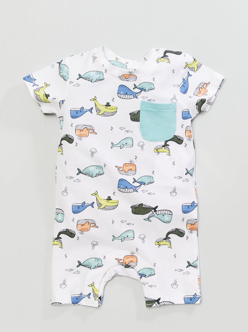 Macacão curto leve com estampado fantasia Branco - Kiabi