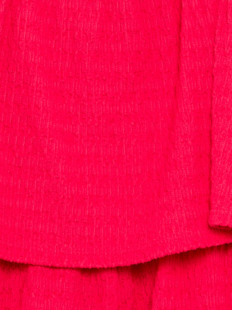 Macacão curto liso com alças em malha canelada Rosa - Kiabi