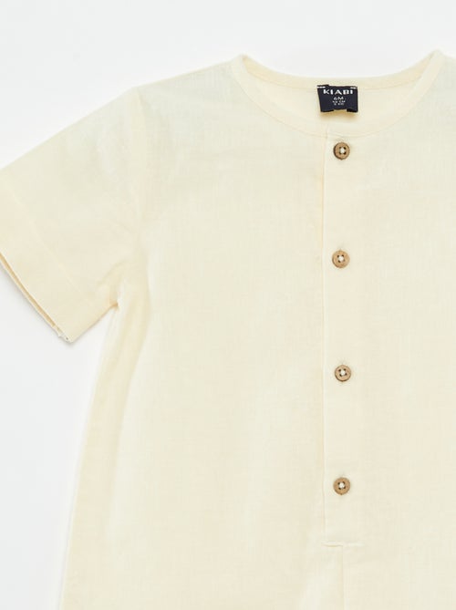 Macacão curto liso com botões - Kiabi