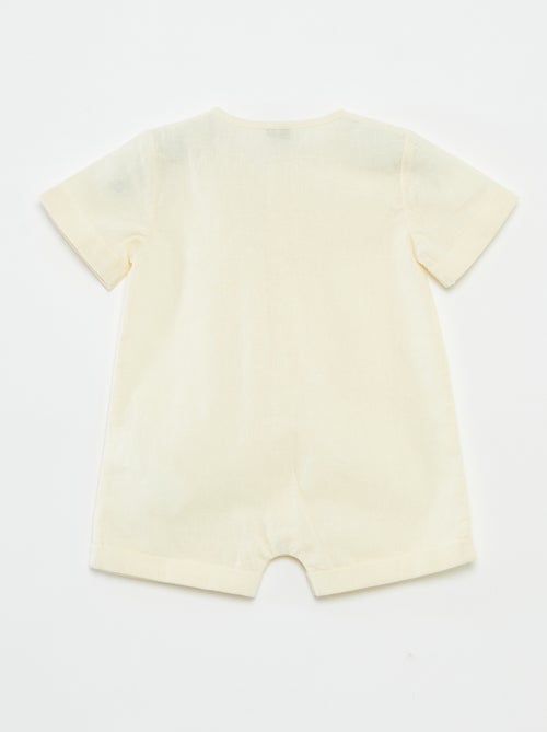 Macacão curto liso com botões - Kiabi