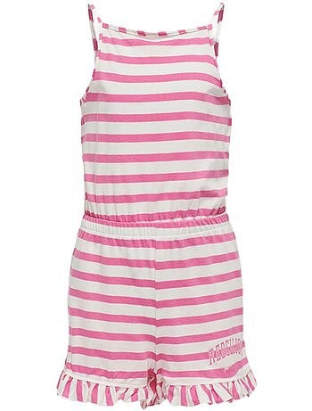 Macacão Curto Menina Rosa/Branco ONLY Kogmay