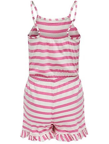 Macacão Curto Menina Rosa/Branco ONLY Kogmay