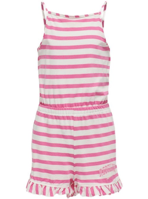Macacão Curto Menina Rosa/Branco ONLY Kogmay - Kiabi