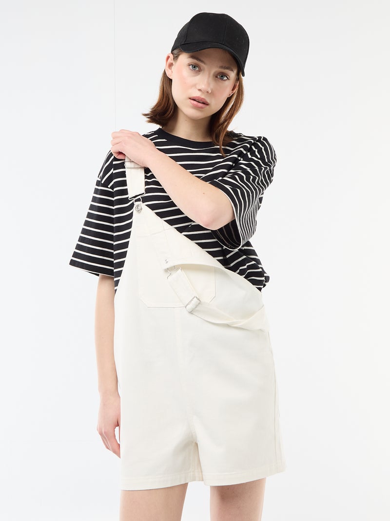 Macacão Curto Oversize Branco - Kiabi
