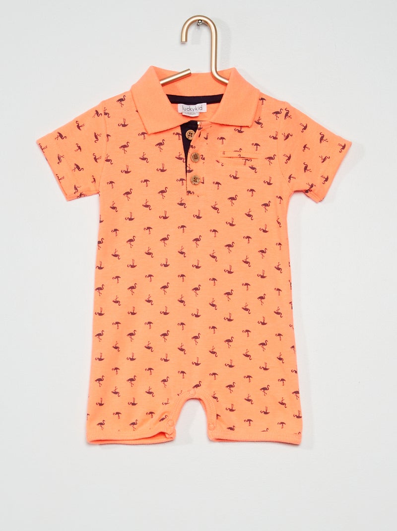 Macacão curto polo com motivos Coral - Kiabi