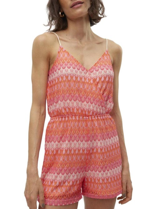 Macacão Curto Vero Moda Dicte para Mulher Rosa/Vermelho - Kiabi