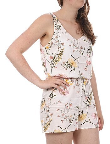 Macacão curto vero moda easy com padrão floral para mulher