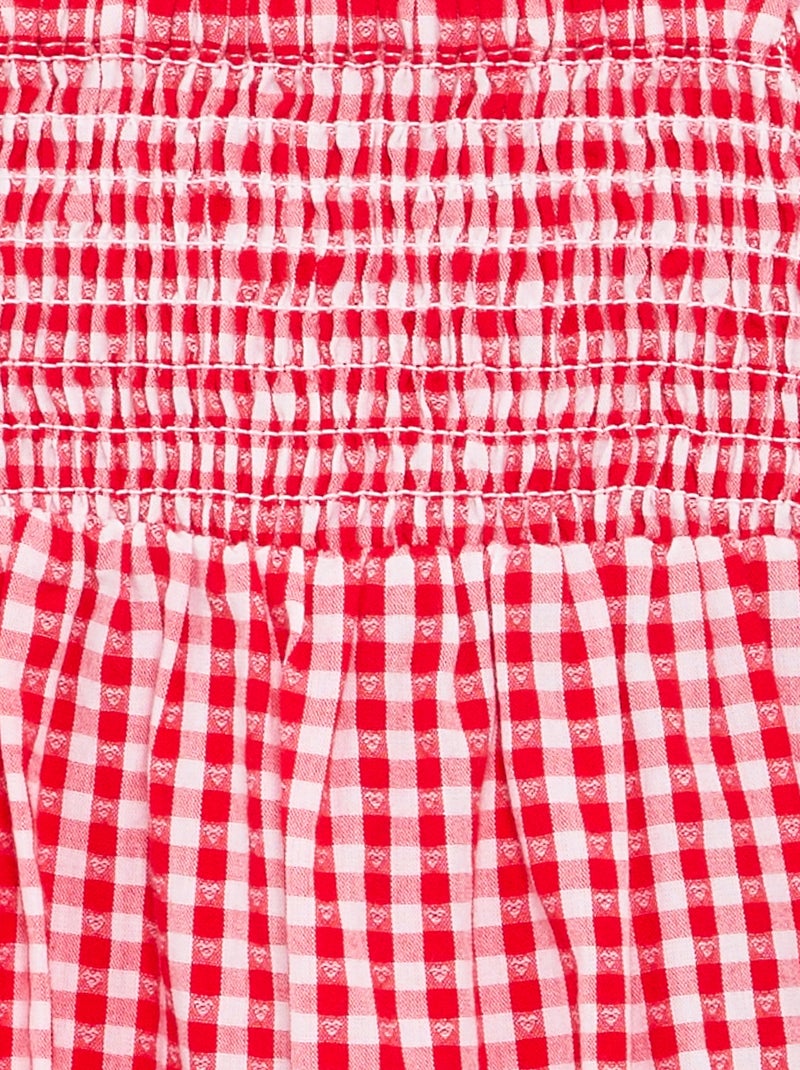 Macacão curto Vichy com folho Vermelho - Kiabi