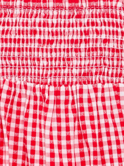 Macacão curto Vichy com folho - Kiabi