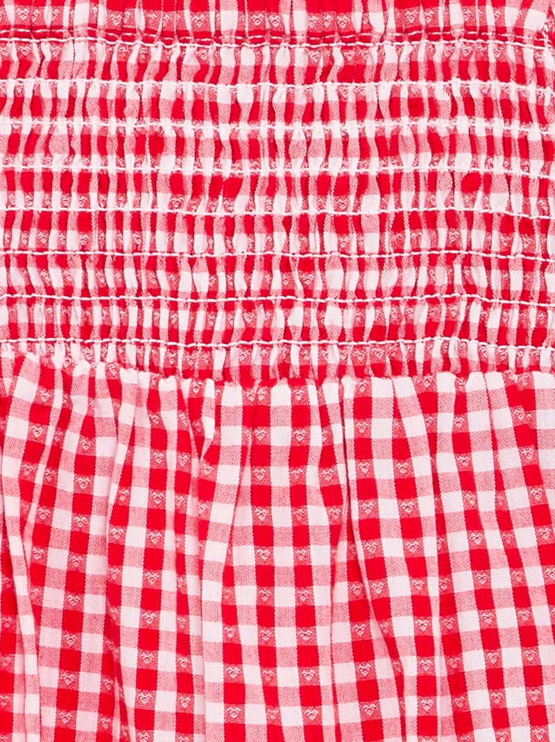 Macacão curto Vichy com folho Vermelho - Kiabi