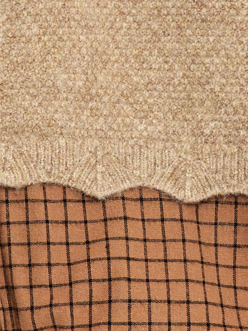 Macacão de algodão com camisola de lã Bege - Kiabi