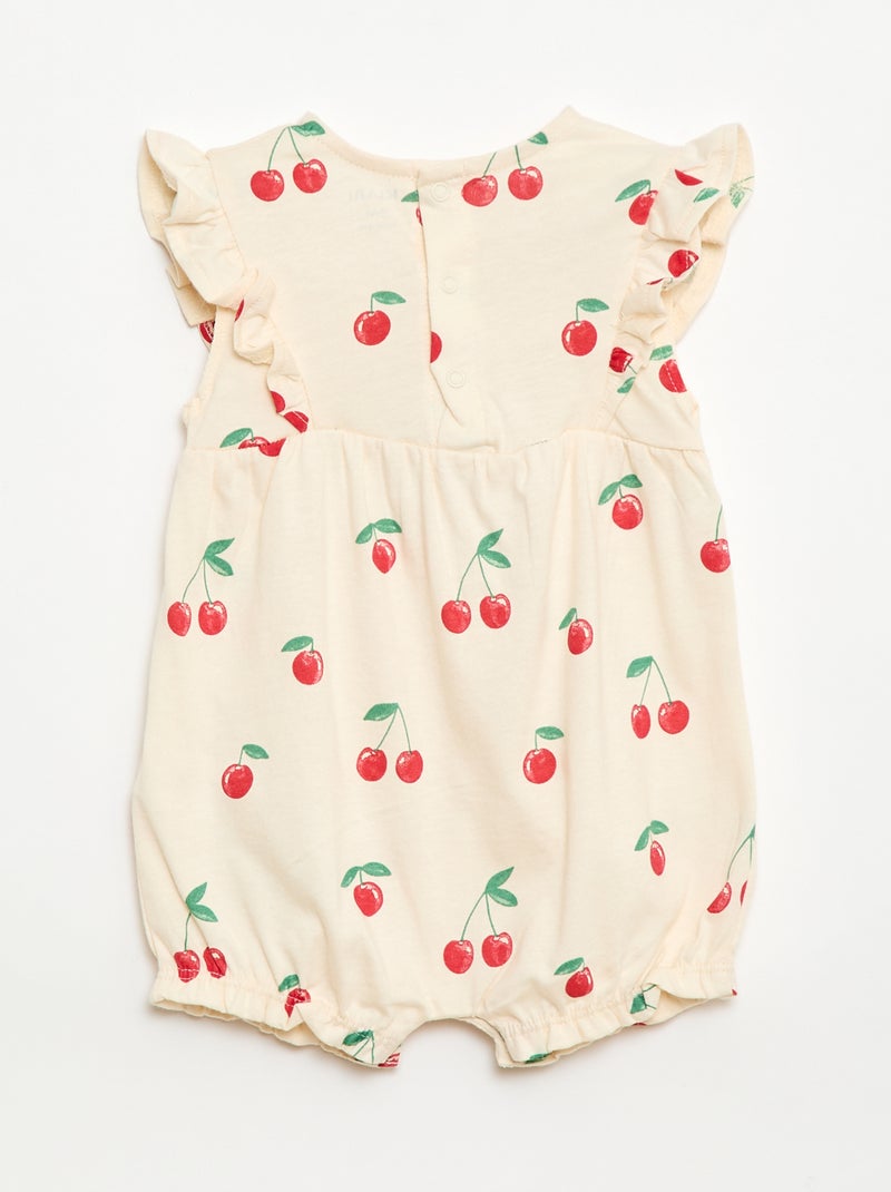 Macacão de bebé estampado em jérsei de algodão Branco - Kiabi