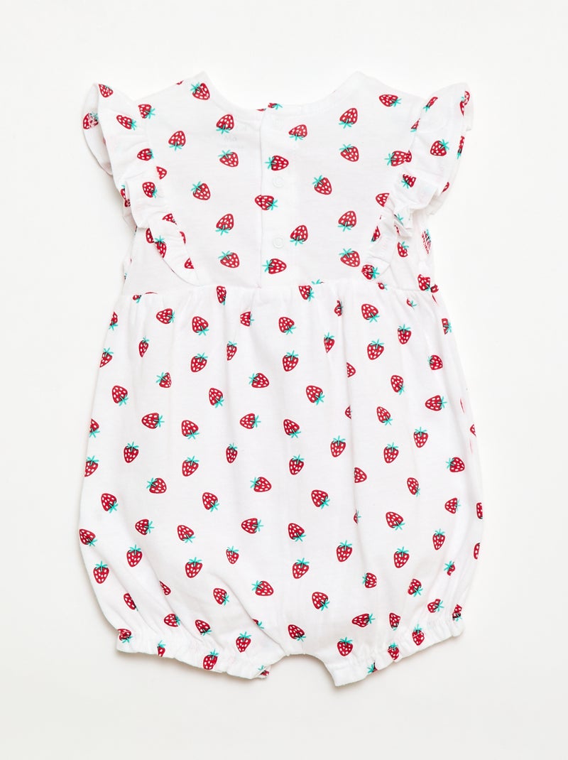 Macacão de bebé estampado em jérsei de algodão Branco - Kiabi