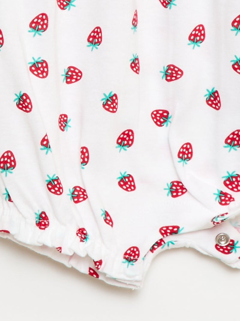 Macacão de bebé estampado em jérsei de algodão Branco - Kiabi