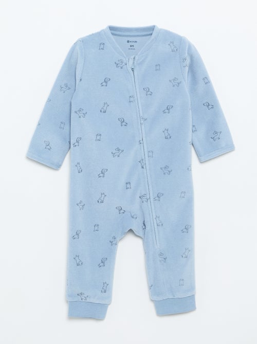 Macacão de dormir de veludo estampado - Kiabi