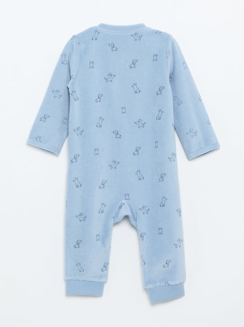 Macacão de dormir de veludo estampado - Kiabi