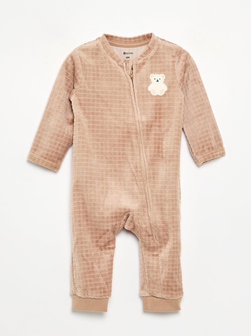 Macacão de dormir de veludo estampado - Kiabi