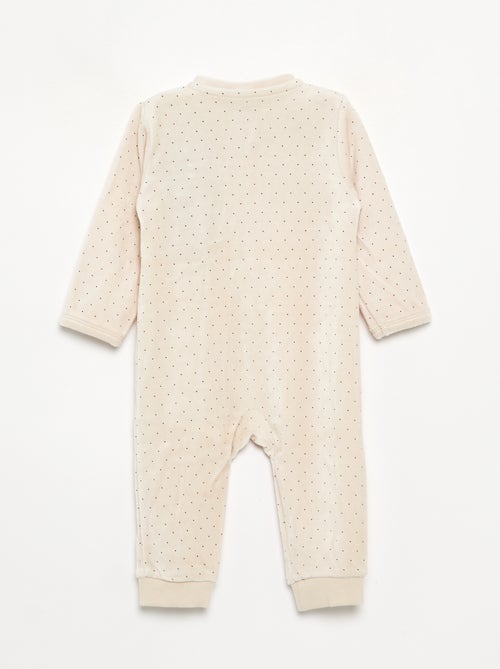 Macacão de dormir de veludo estampado - Kiabi