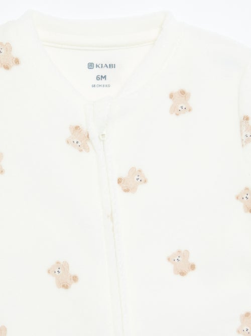 Macacão de dormir de veludo estampado - Kiabi