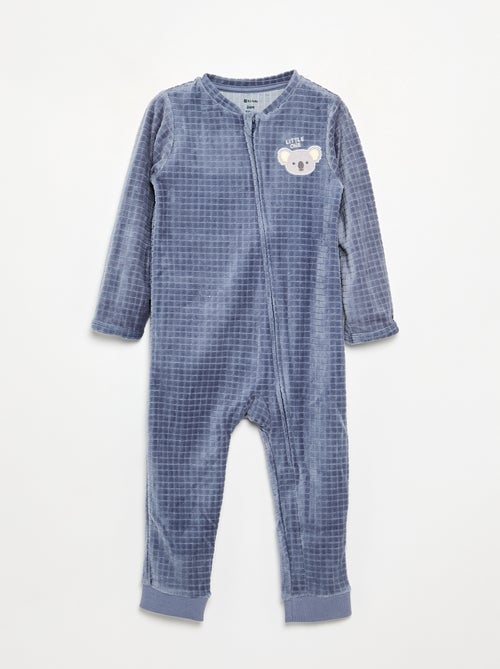 Macacão de dormir de veludo estampado - Kiabi