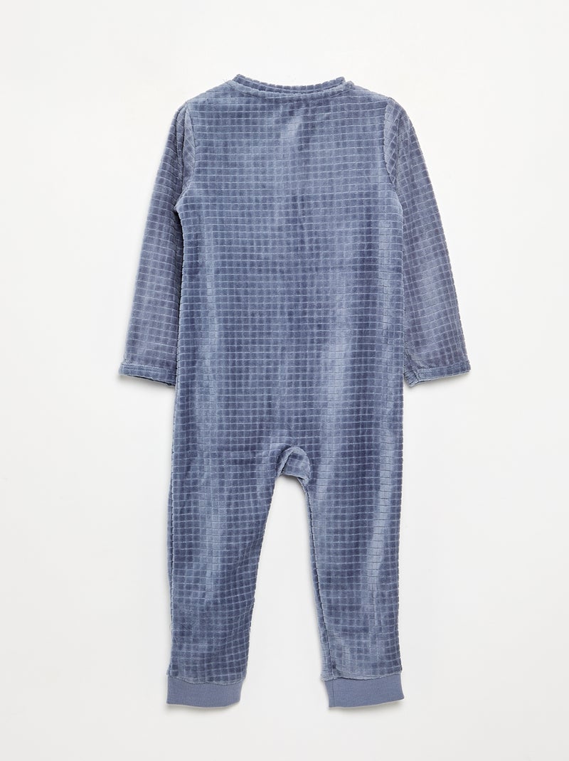Macacão de dormir de veludo estampado Cinza - Kiabi