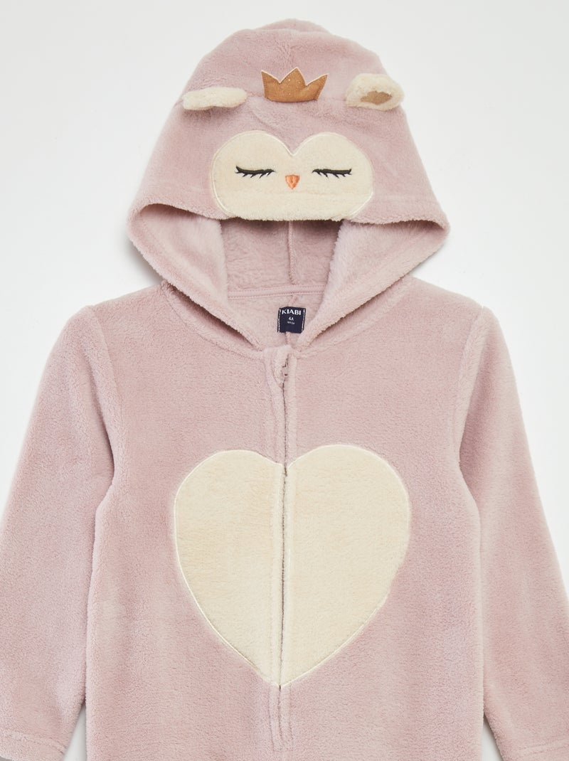 Macacão de dormir polar 'coruja' ROSA - Kiabi