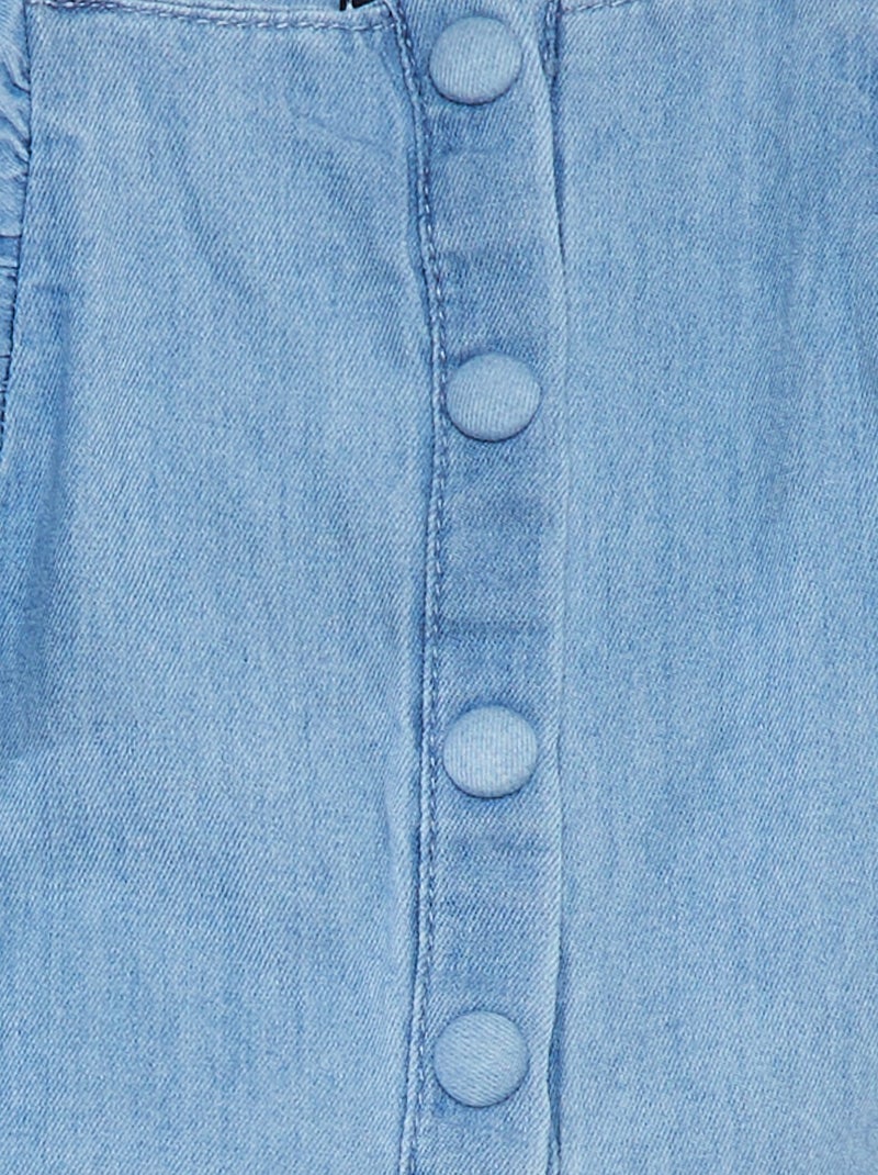 Macacão de ganga com alças com folhos AZUL - Kiabi
