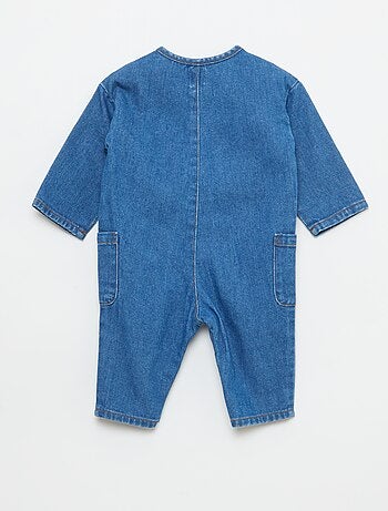 Macacão de ganga com bolsos aplicados