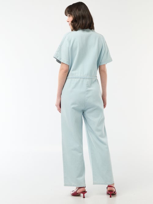 Macacão de ganga com mangas curtas - Kiabi