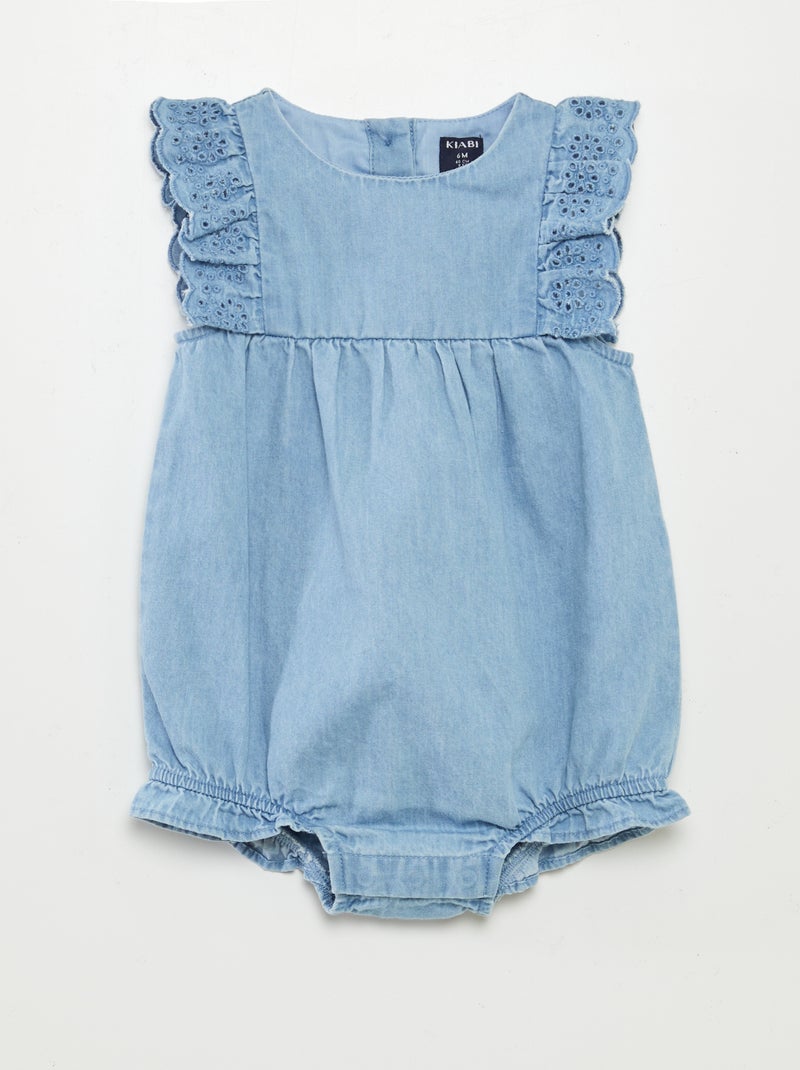 Macacão de ganga com meias e bandolete a condizer - 3 peças AZUL - Kiabi