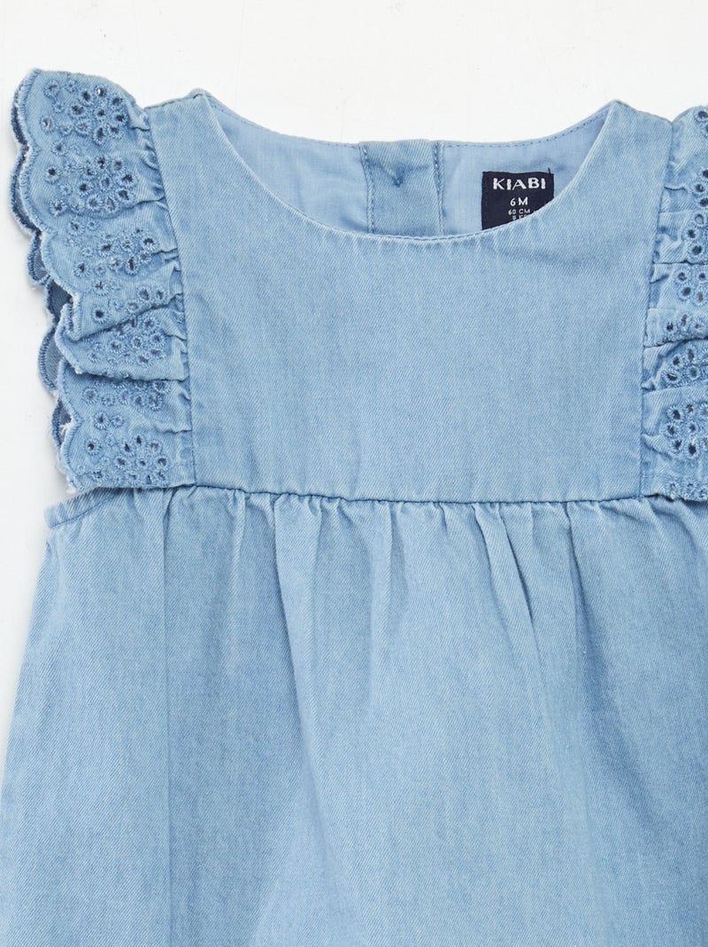 Macacão de ganga com meias e bandolete a condizer - 3 peças AZUL - Kiabi