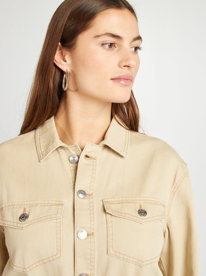 Macacão de ganga comprido BEGE - Kiabi