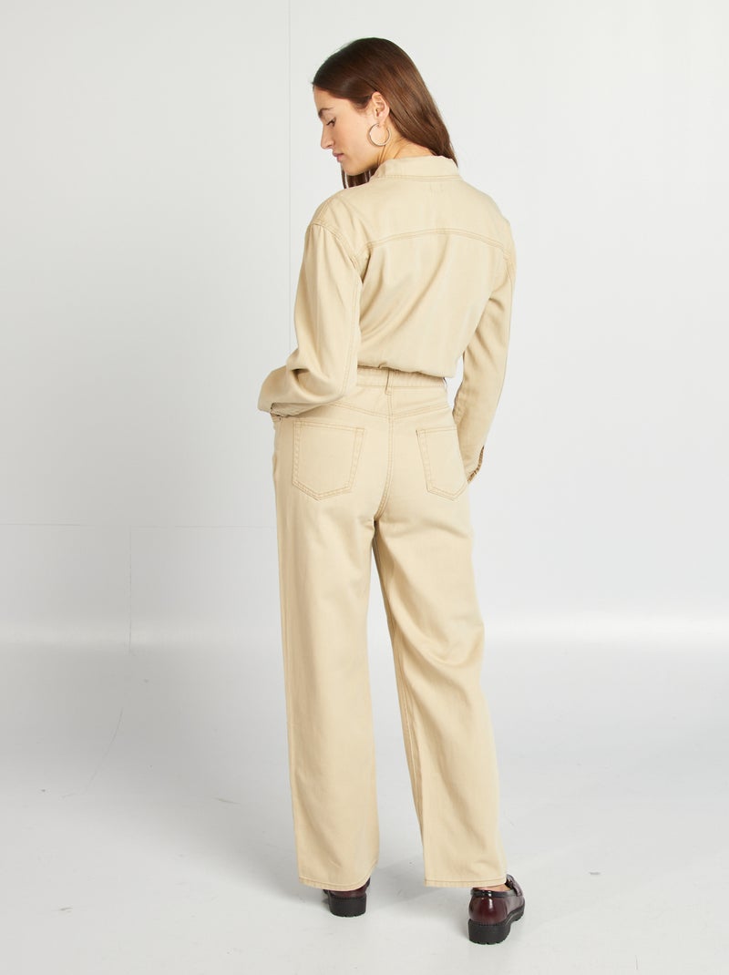 Macacão de ganga comprido BEGE - Kiabi